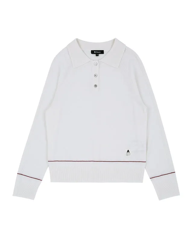 AVEN Women's Basic Polo Knit - White