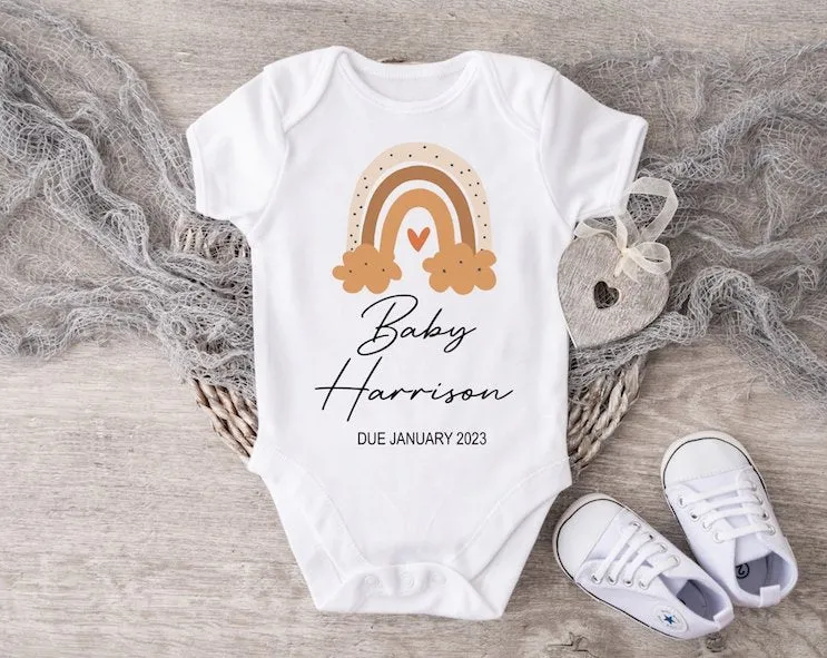 Baby Announcement - Neutral Rainbow Baby