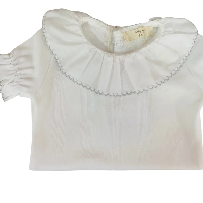 Baby Gi Short Sleeved Bodysuit with Grey Trim Collar