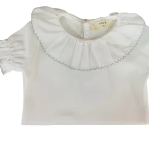 Baby Gi Short Sleeved Bodysuit with Grey Trim Collar