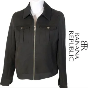 Banana Republic Black Zip Front Blazer Career Jacket Women's Size XS