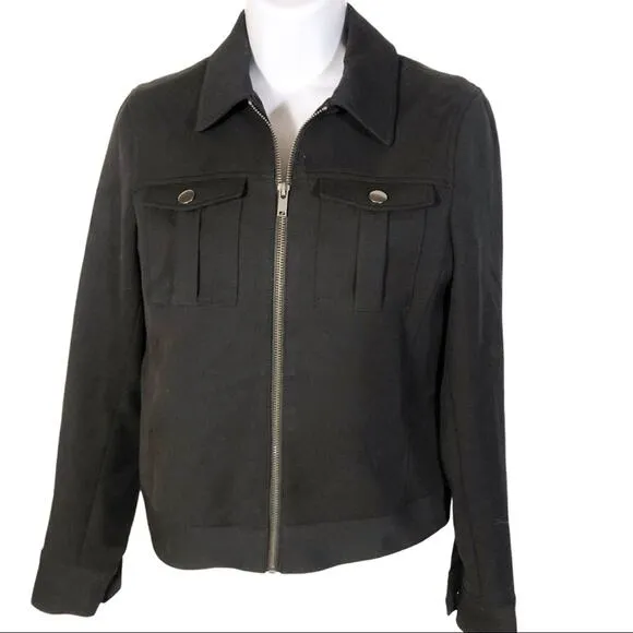 Banana Republic Black Zip Front Blazer Career Jacket Women's Size XS