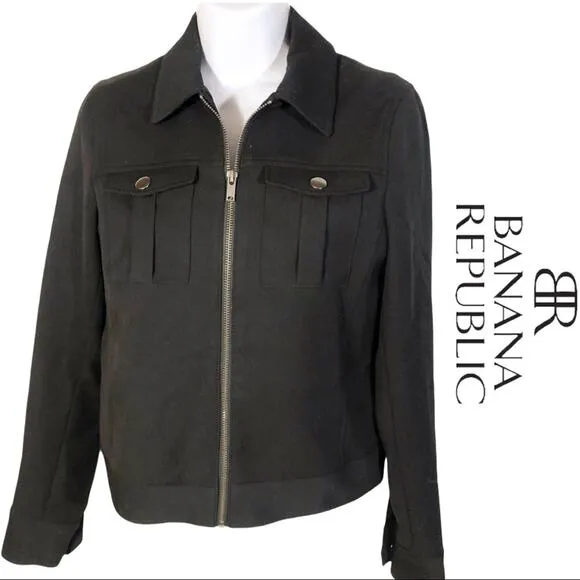 Banana Republic Black Zip Front Blazer Career Jacket Women's Size XS