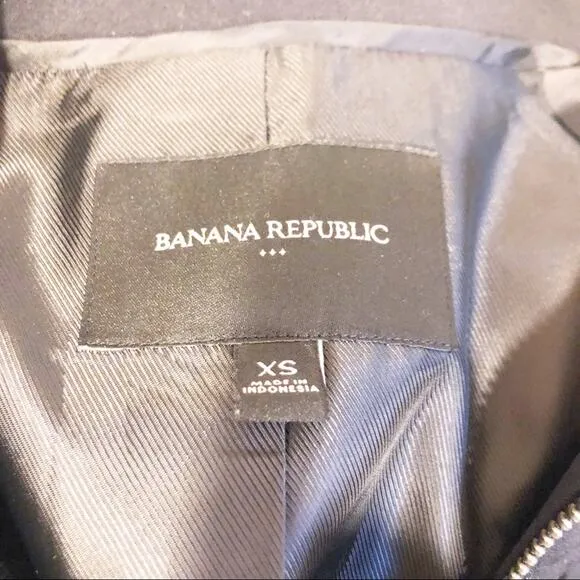 Banana Republic Black Zip Front Blazer Career Jacket Women's Size XS