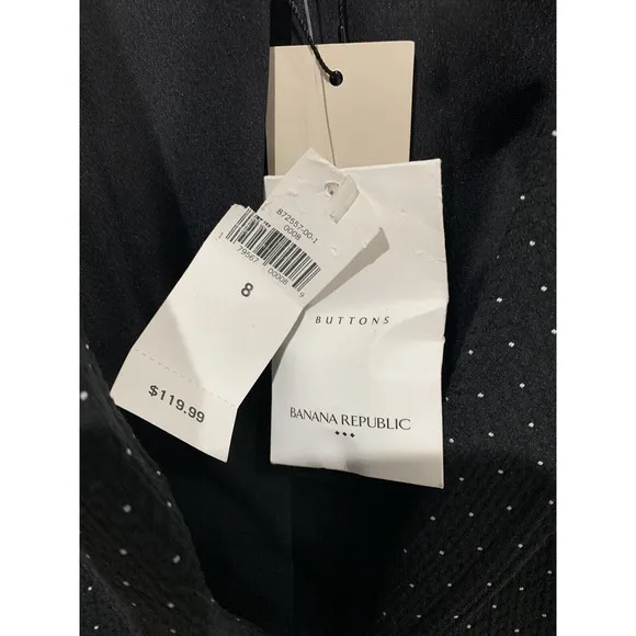 Banana Republic Women’s Blazer Size 8 Black Two Button Polka Dot Textured