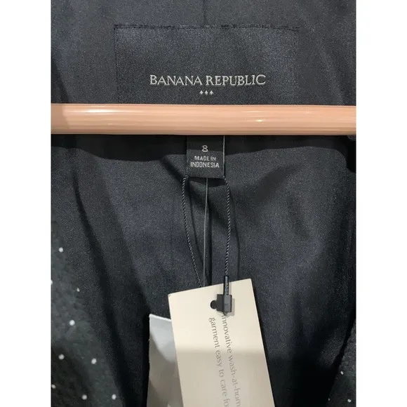 Banana Republic Women’s Blazer Size 8 Black Two Button Polka Dot Textured