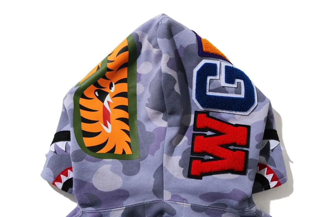 BAPE Shark "Color Camo" Full Zip Hoodie Purple