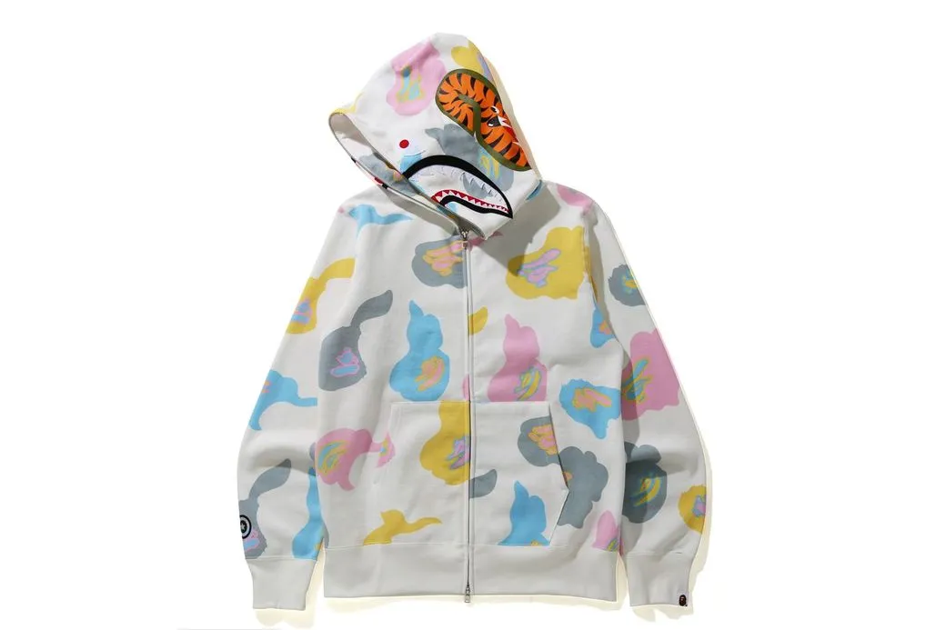 BAPE Shark "Def Camo" Full Zip Hoodie White