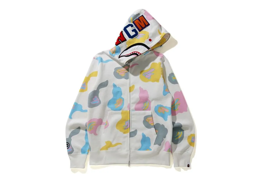 BAPE Shark "Def Camo" Full Zip Hoodie White