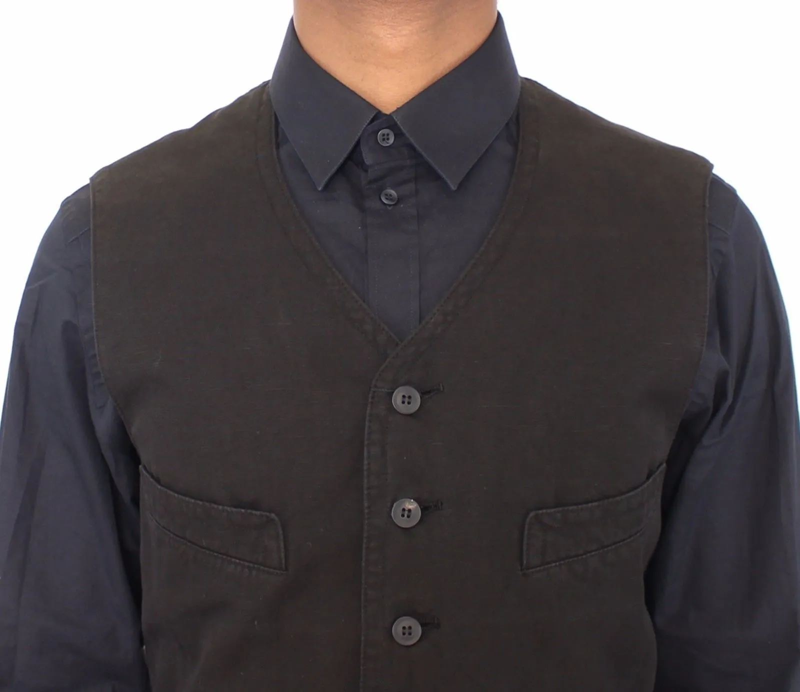 Black Flax Cotton Dress Vest Blazer