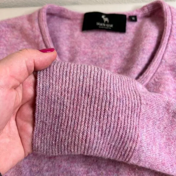 Black Goat Cashmere Pullover Round Neck Sweater Pink Heather Womens Medium