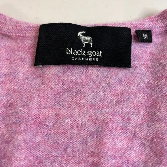 Black Goat Cashmere Pullover Round Neck Sweater Pink Heather Womens Medium