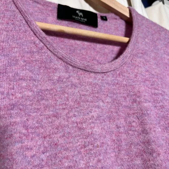 Black Goat Cashmere Pullover Round Neck Sweater Pink Heather Womens Medium