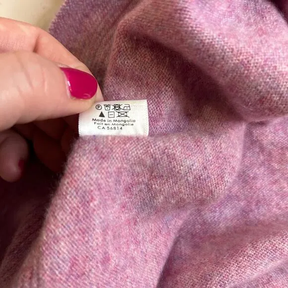 Black Goat Cashmere Pullover Round Neck Sweater Pink Heather Womens Medium