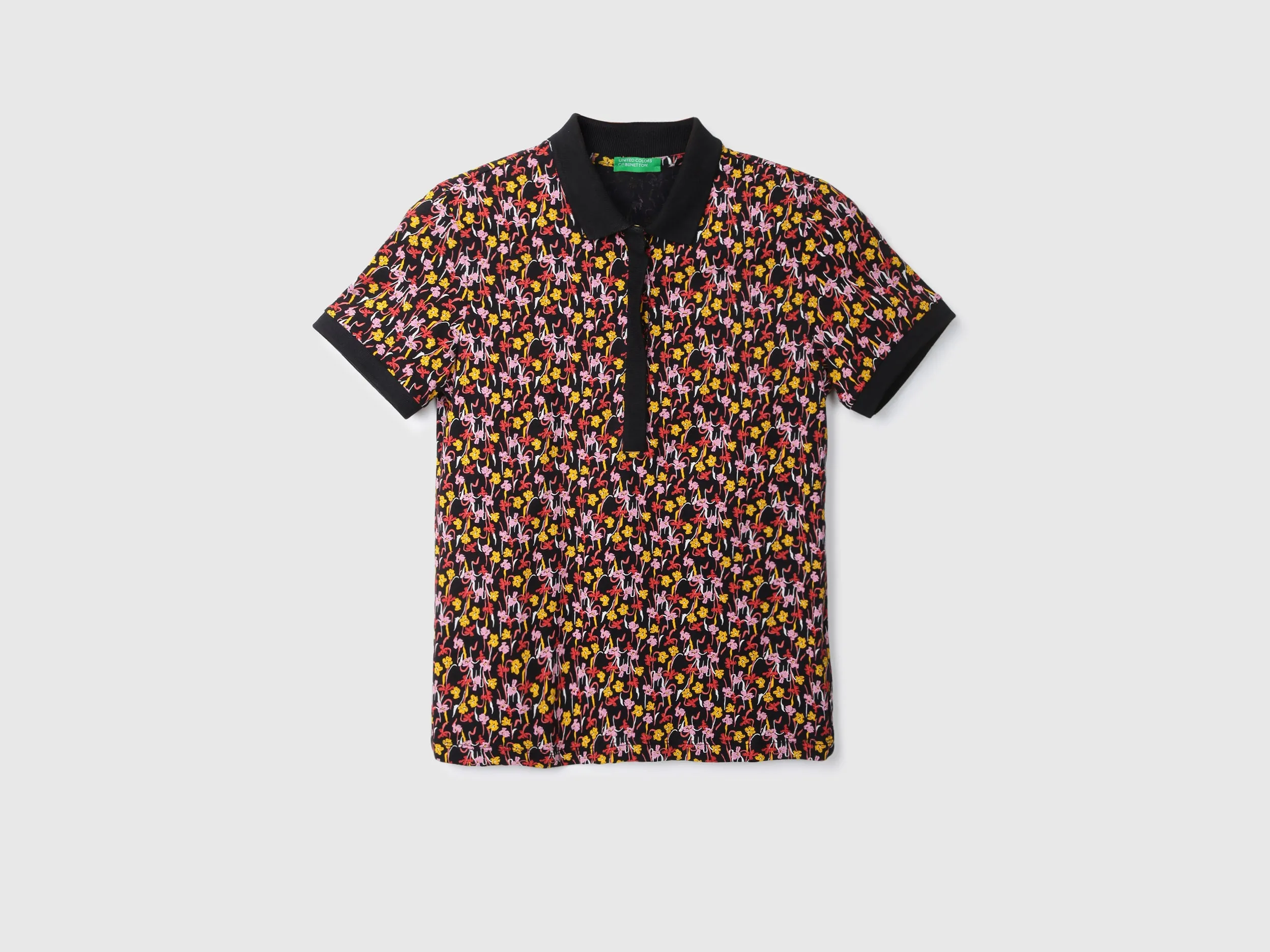 Black Printed Polo T-Shirt