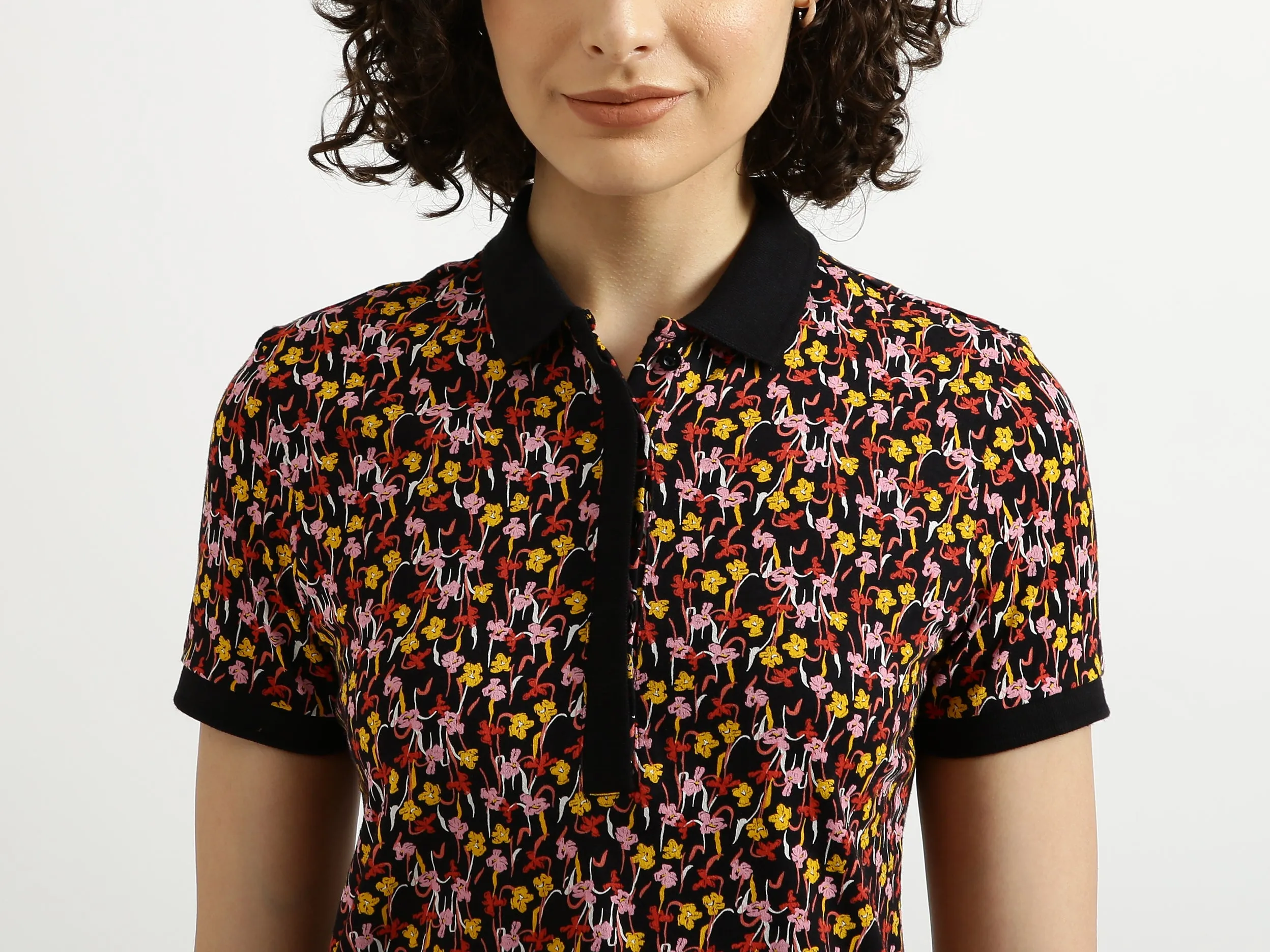 Black Printed Polo T-Shirt