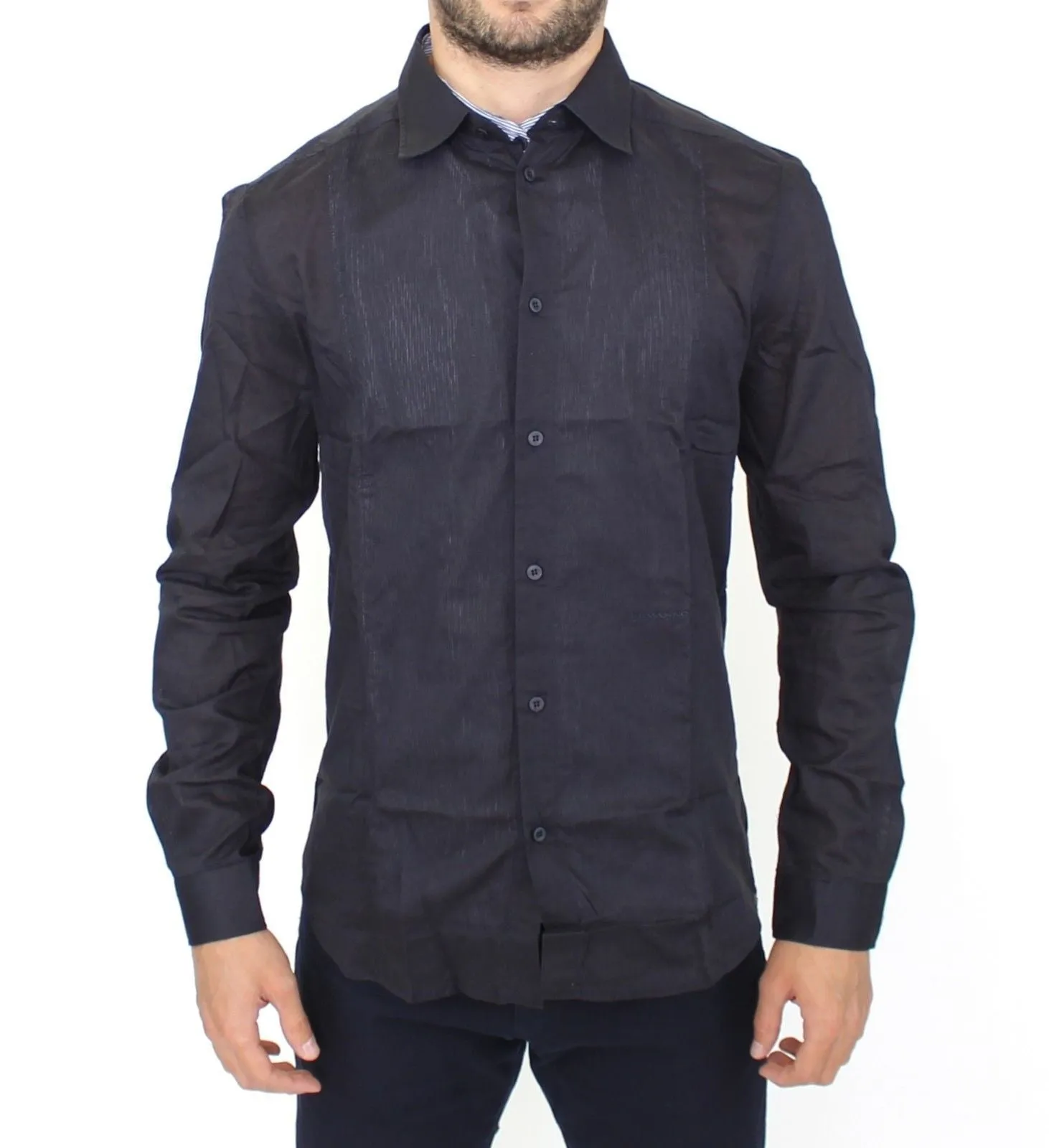 Black Slim Fit Cotton Casual Shirt Top