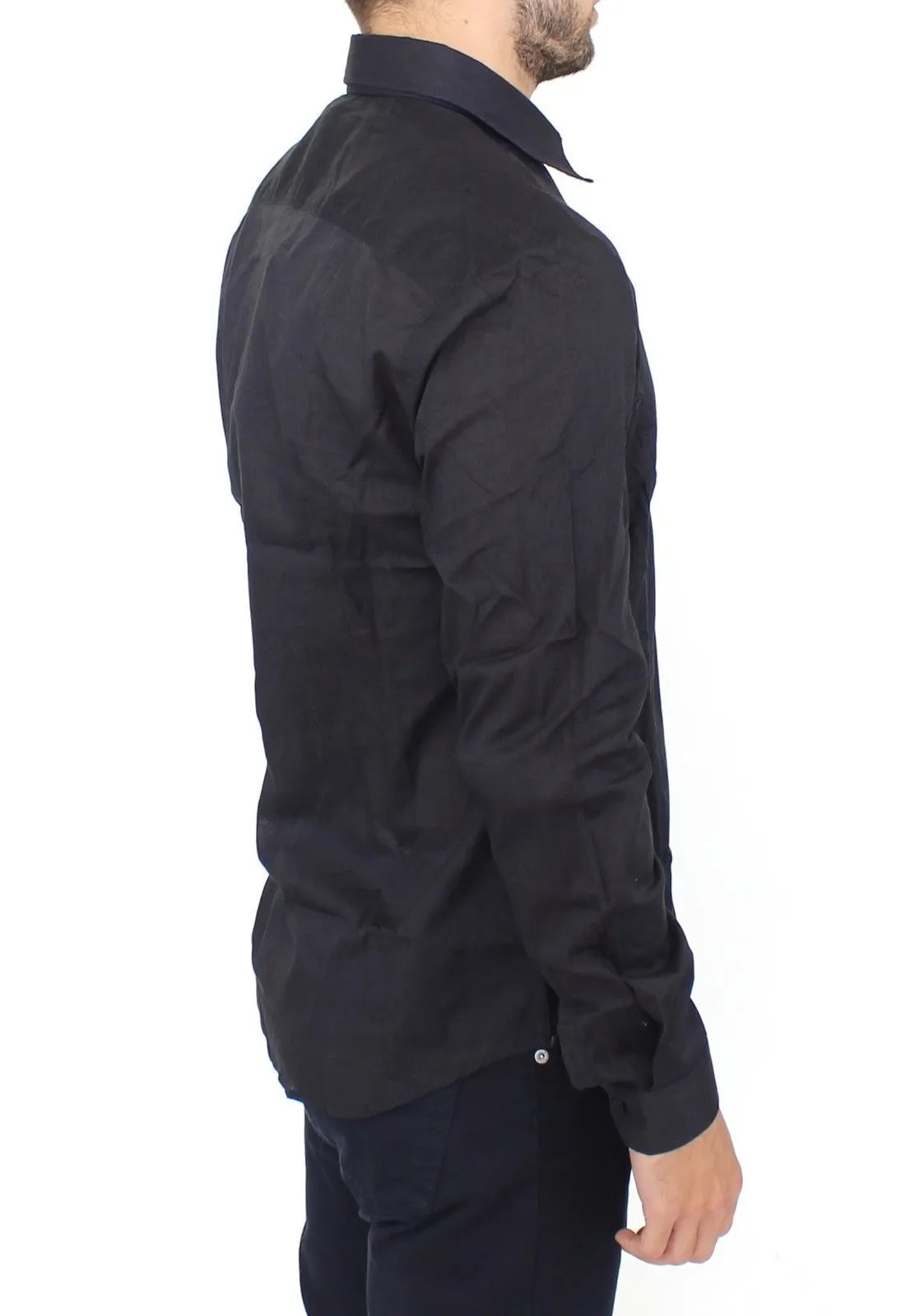 Black Slim Fit Cotton Casual Shirt Top