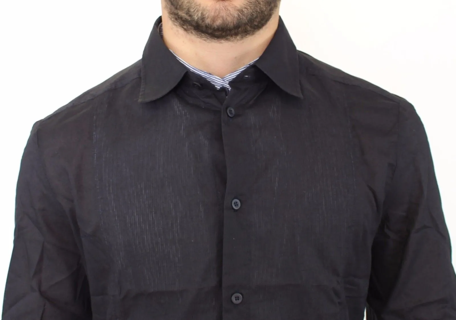 Black Slim Fit Cotton Casual Shirt Top