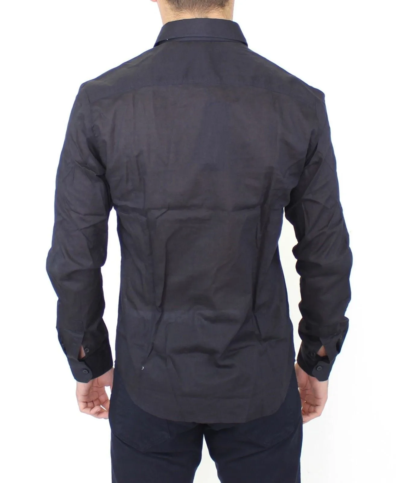 Black Slim Fit Cotton Casual Shirt Top