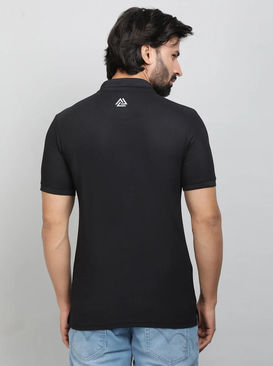 Black Solid Slim Fit Polo T-Shirt | Jade Play