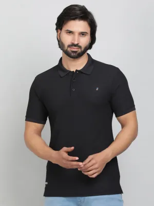 Black Solid Slim Fit Polo T-Shirt | Jade Play
