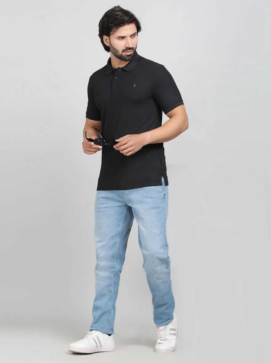 Black Solid Slim Fit Polo T-Shirt | Jade Play