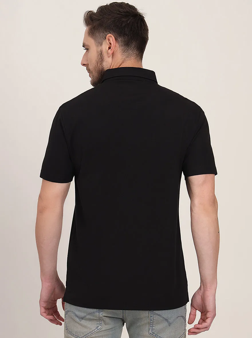 Black Solid Slim Fit Polo T-Shirt | JadeBlue