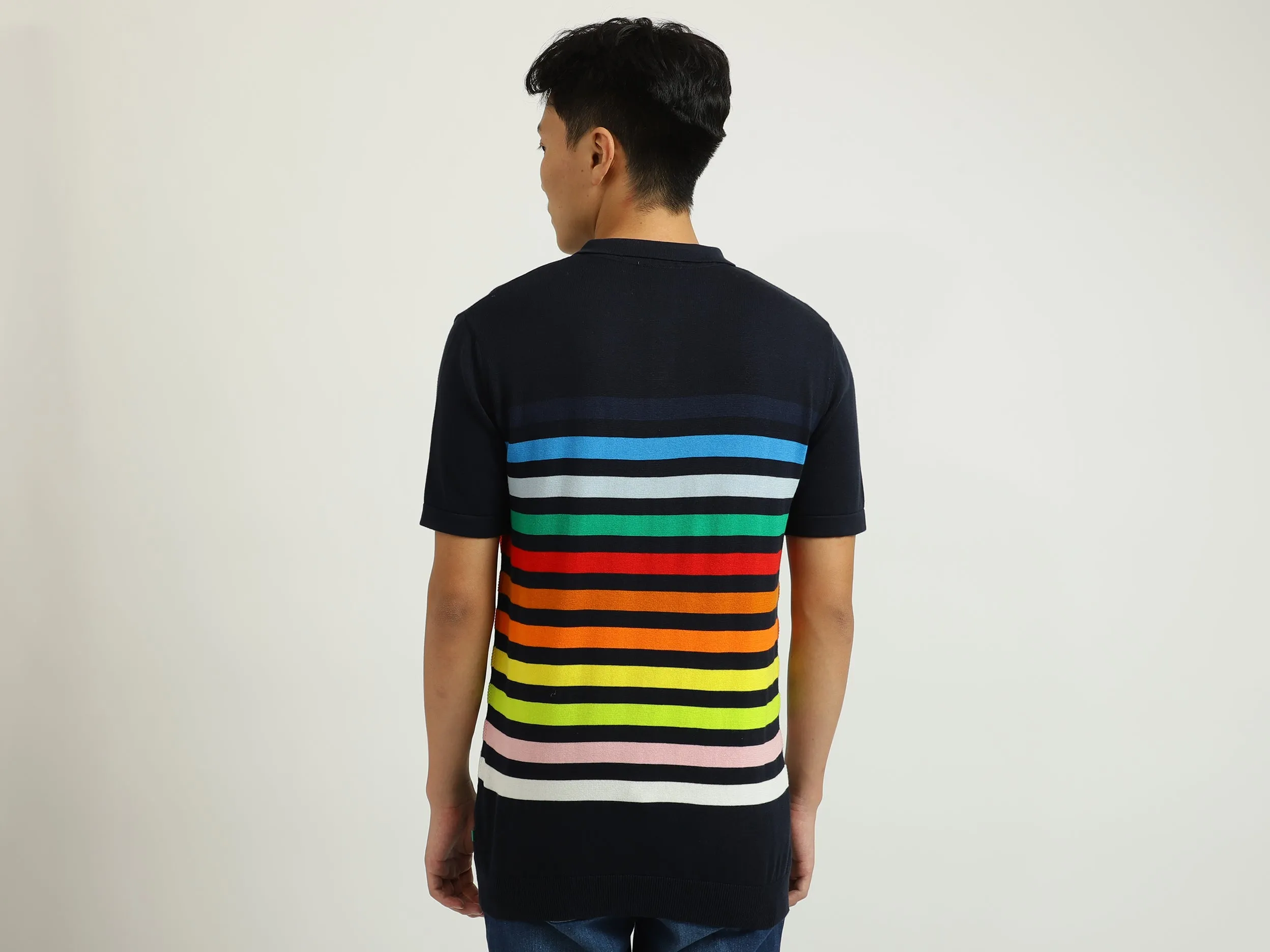 Black Striped Polo T-Shirt