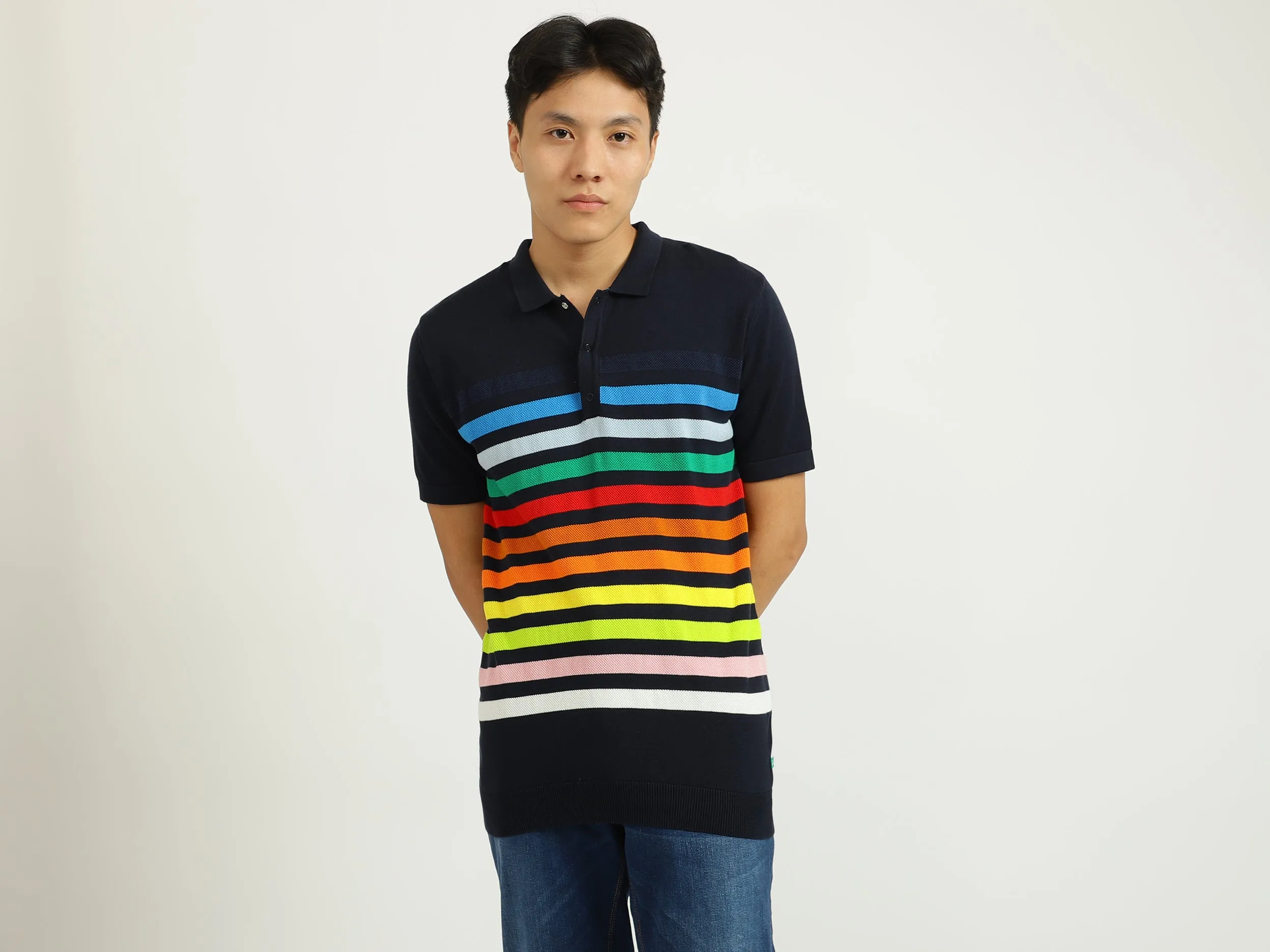 Black Striped Polo T-Shirt