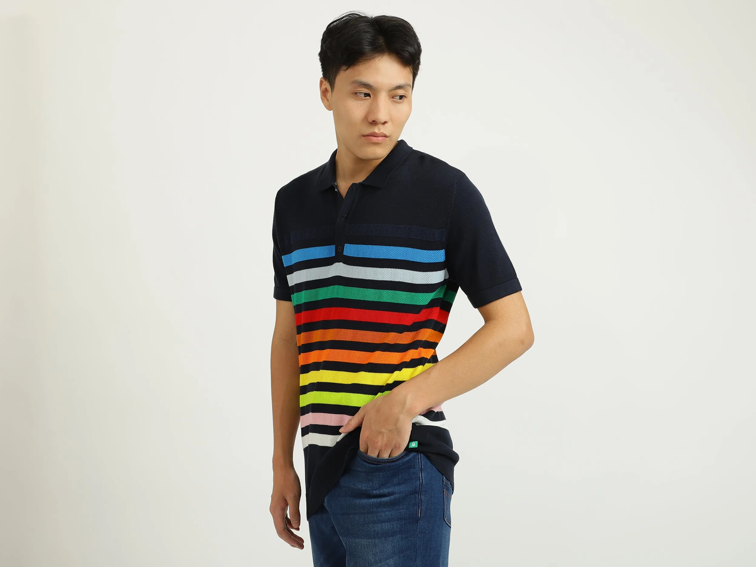 Black Striped Polo T-Shirt
