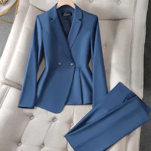 Blazer Elise™ | Women's Tailored Suit Set | Double-Breasted Blazer & Slim Fit Trousers, Professional Formal Wear