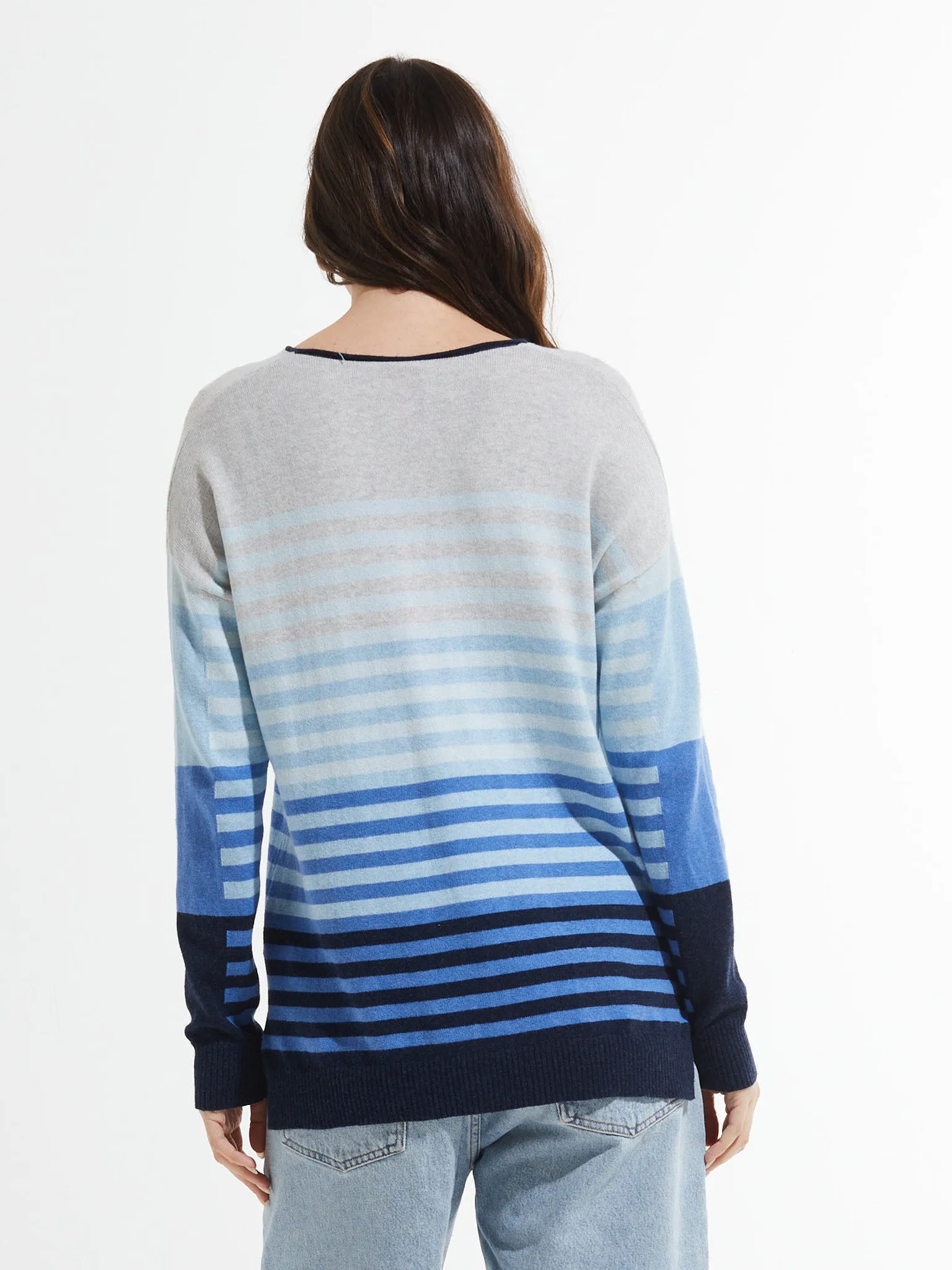 Block Stripe V-Neck Sweater