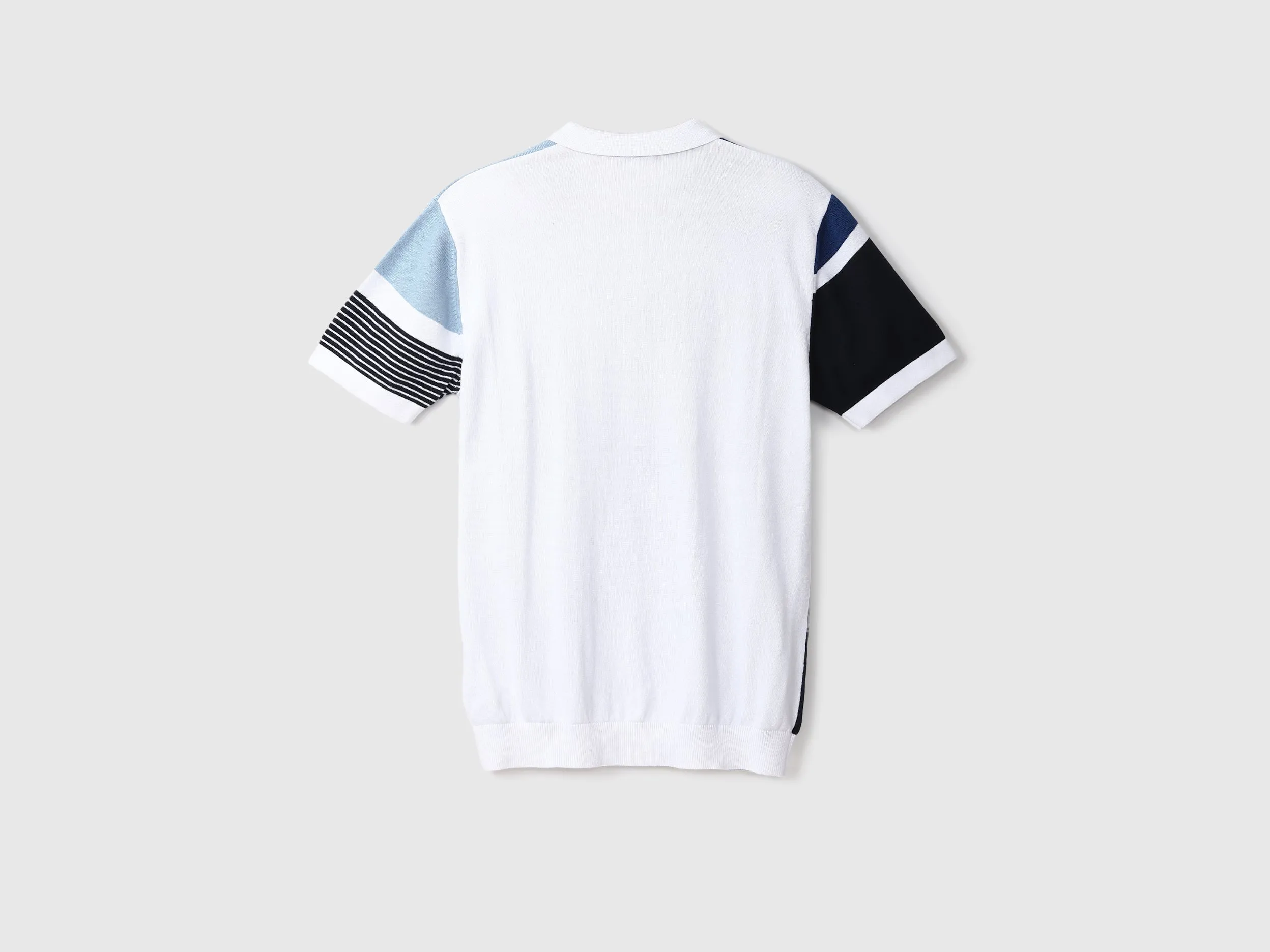 Blue Color-Blocked Polo T-Shirt