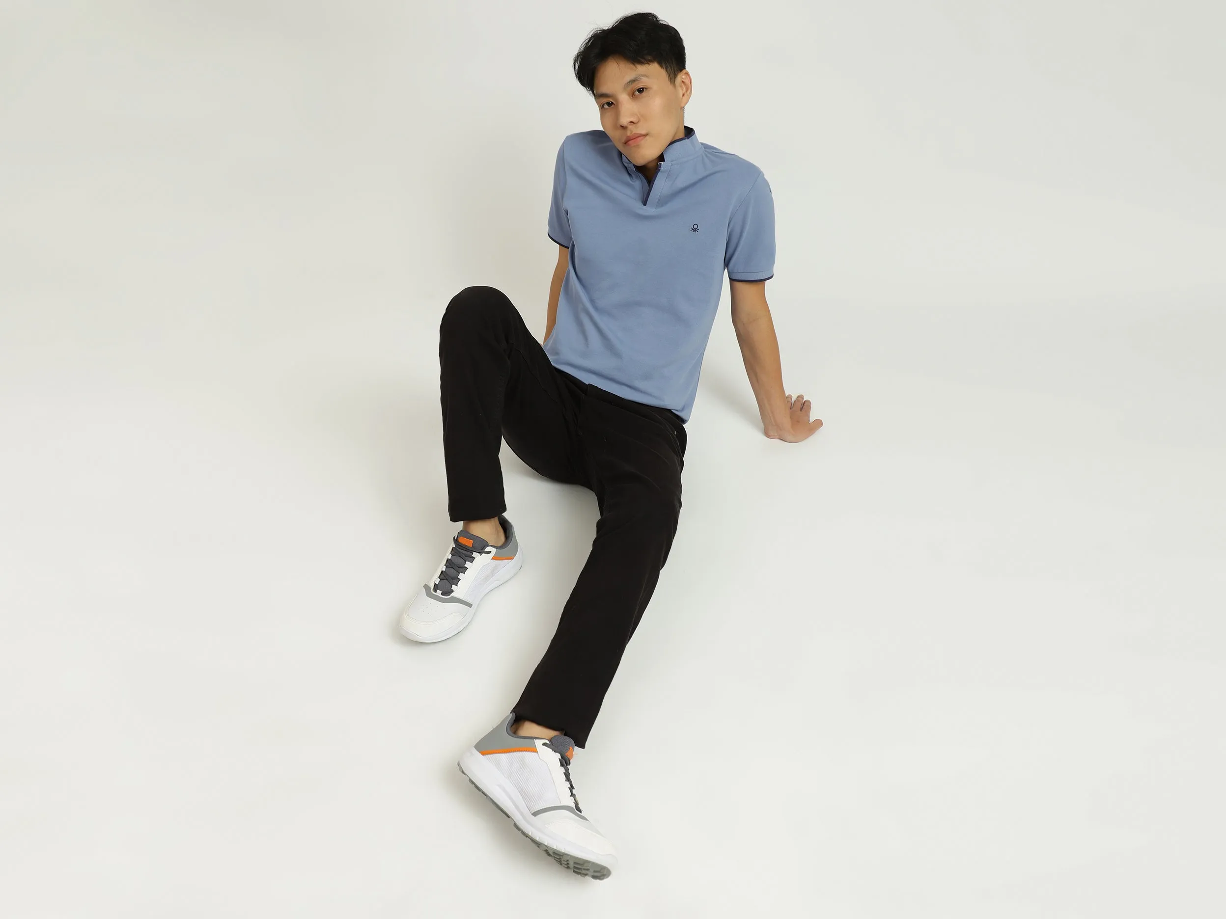 Blue Johnny Collar T-Shirt