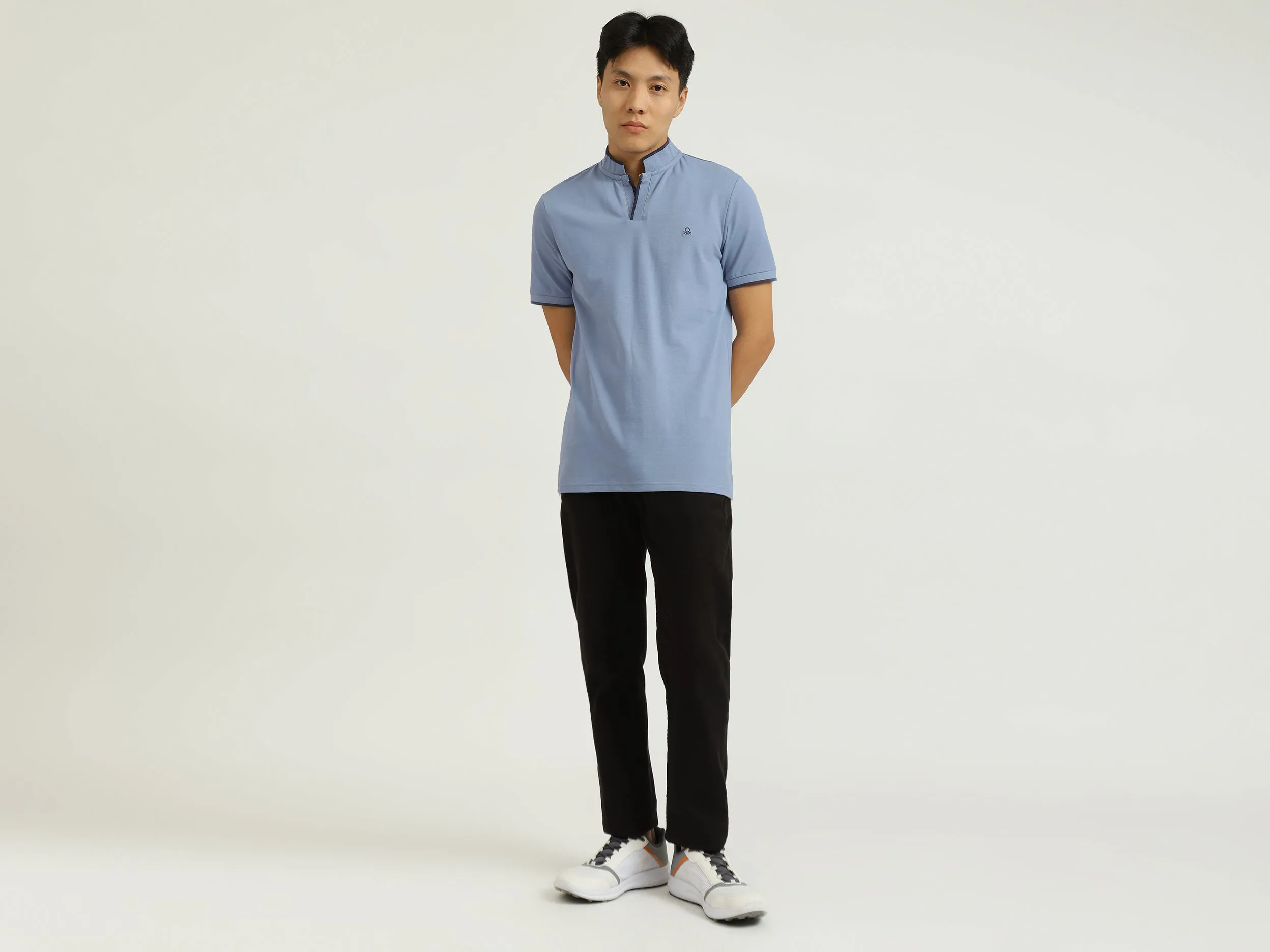 Blue Johnny Collar T-Shirt