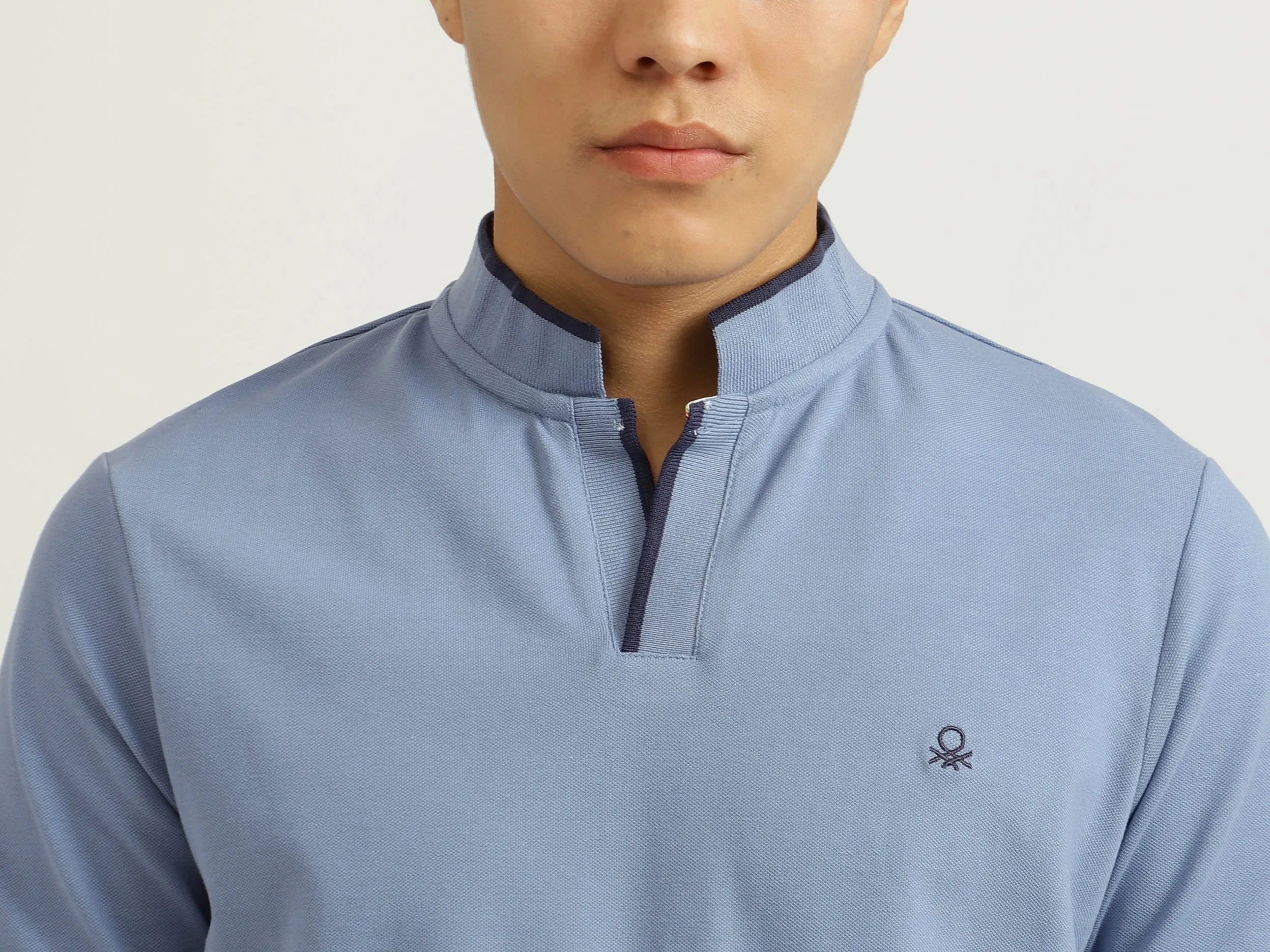 Blue Johnny Collar T-Shirt