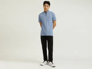 Blue Johnny Collar T-Shirt