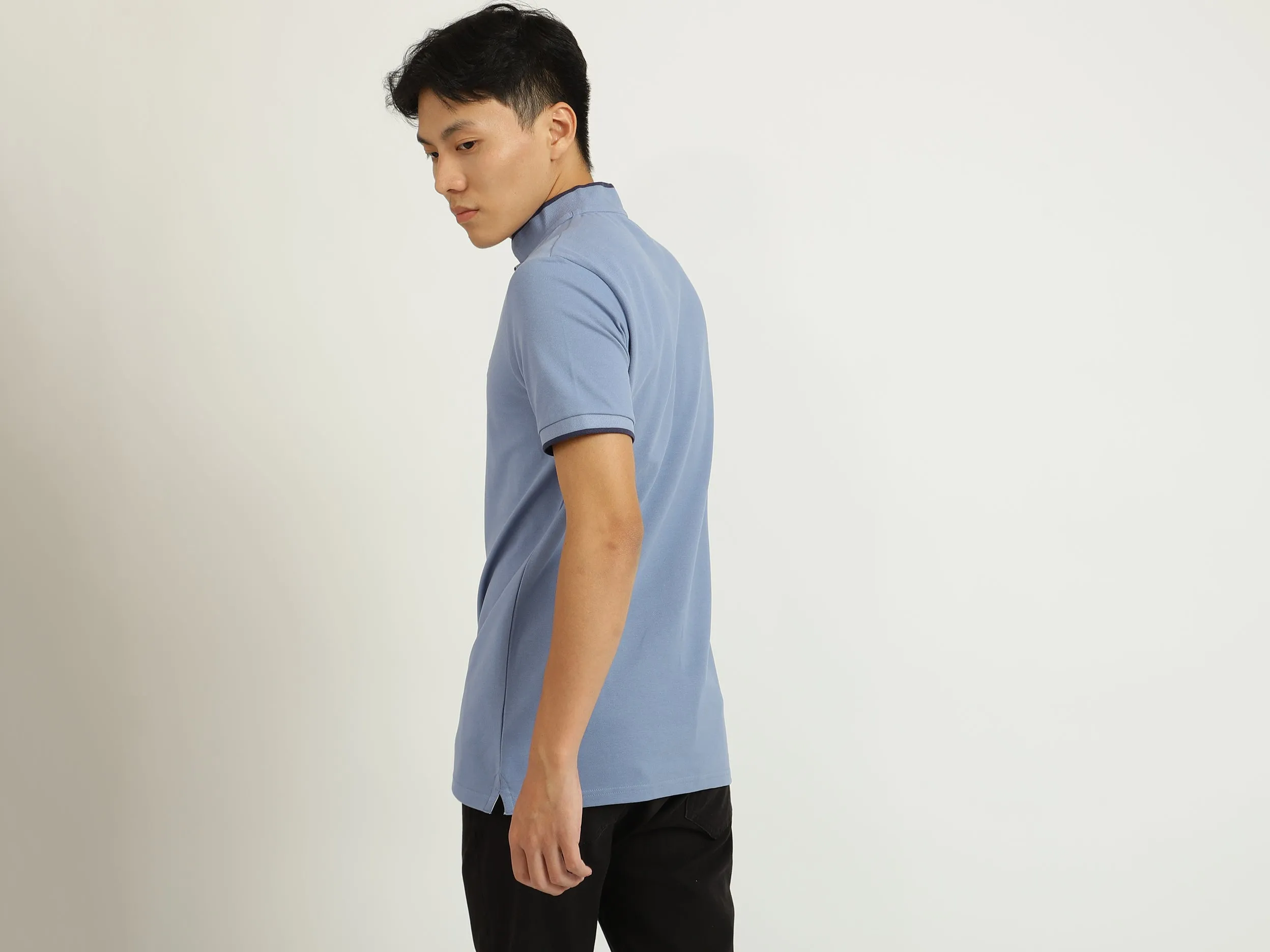 Blue Johnny Collar T-Shirt