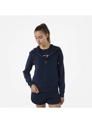 Bluza sportowa damska Rossignol W LOGO SWEAT FZ HOOD FL granatowa