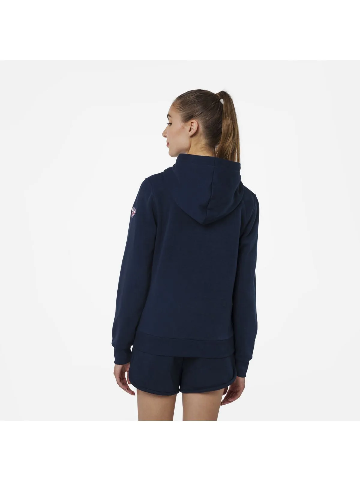Bluza sportowa damska Rossignol W LOGO SWEAT FZ HOOD FL granatowa