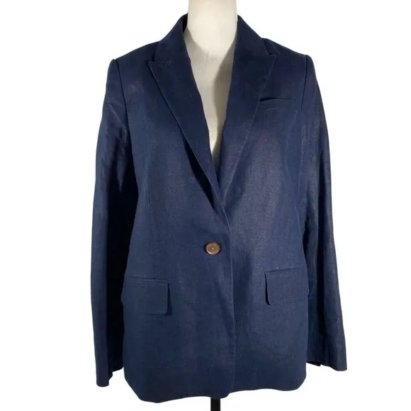 Boden linen blazer Navy blue single button women’s 10 essentail staple classic