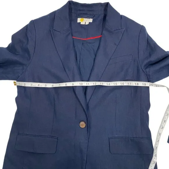 Boden linen blazer Navy blue single button women’s 10 essentail staple classic