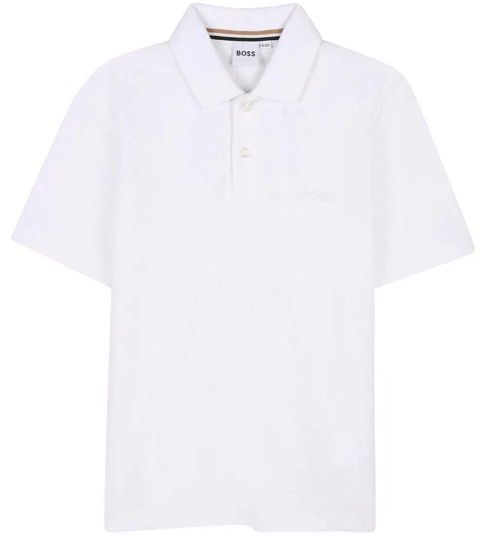 BOSS KIDS WAFFLE KNIT POLO SHIRT