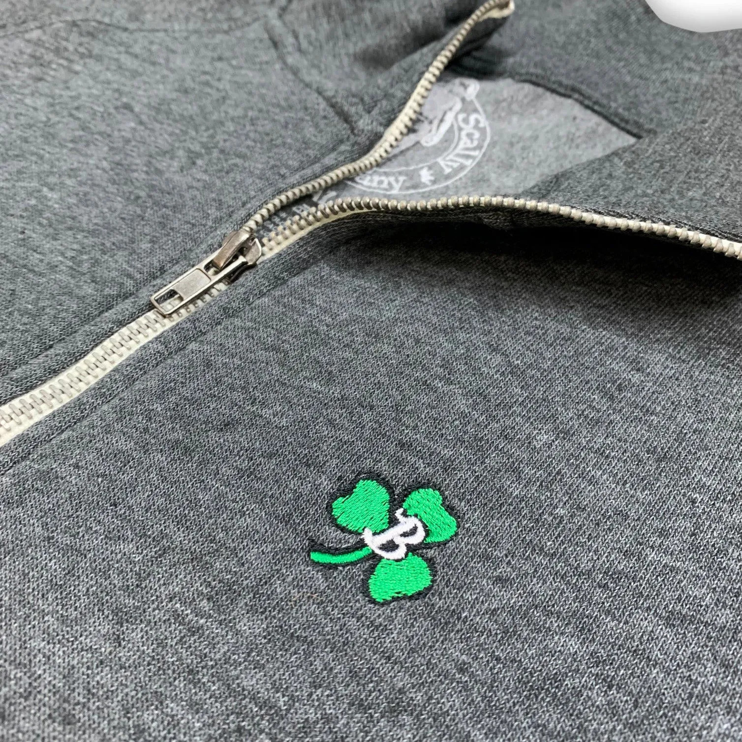 Boston Scally The Shamrock 1/4 Zip-Up Pullover - Charcoal Grey