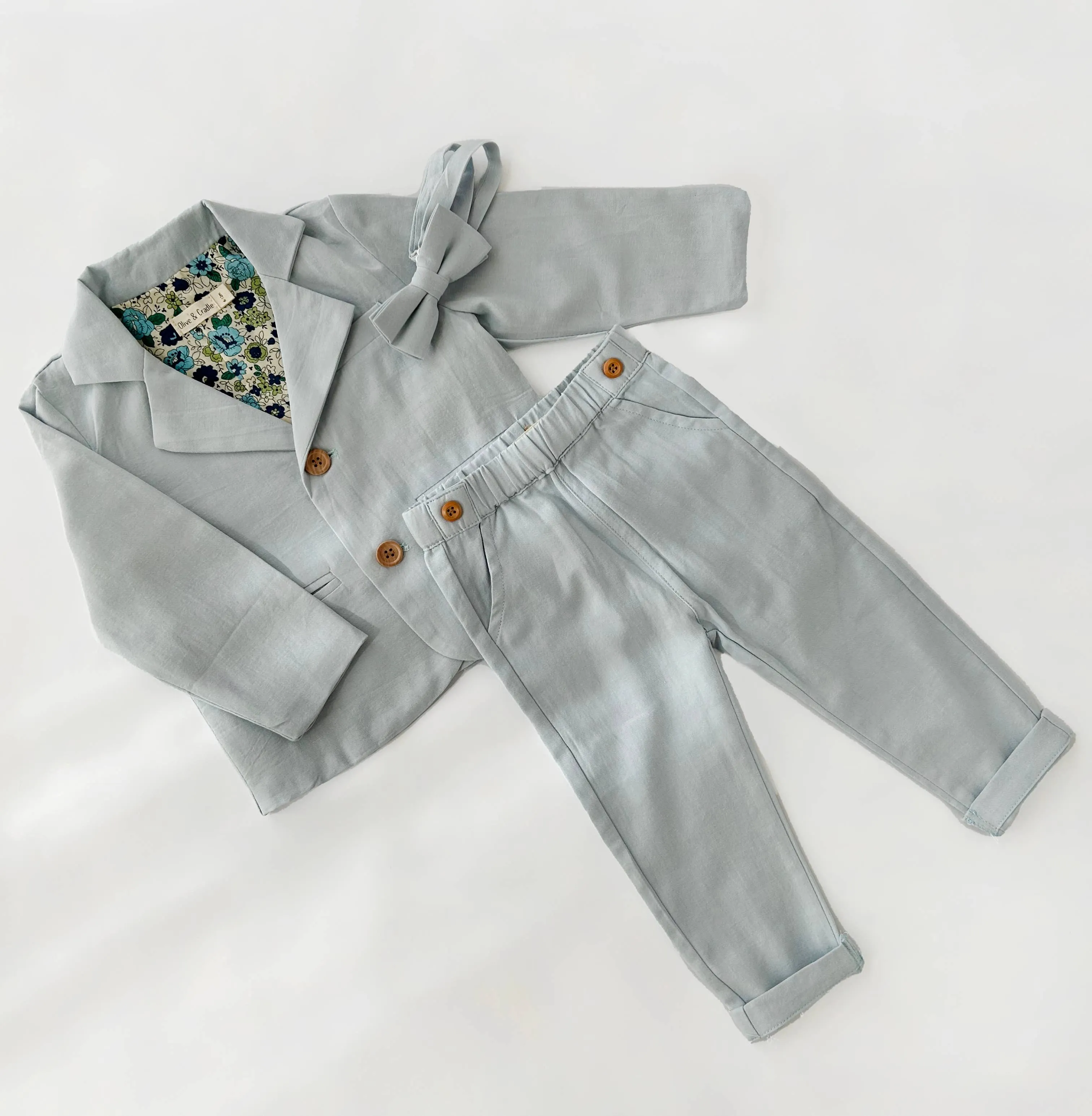 Boys Formal Suit BLAZER PANTS 4pc Cotton Linen Set