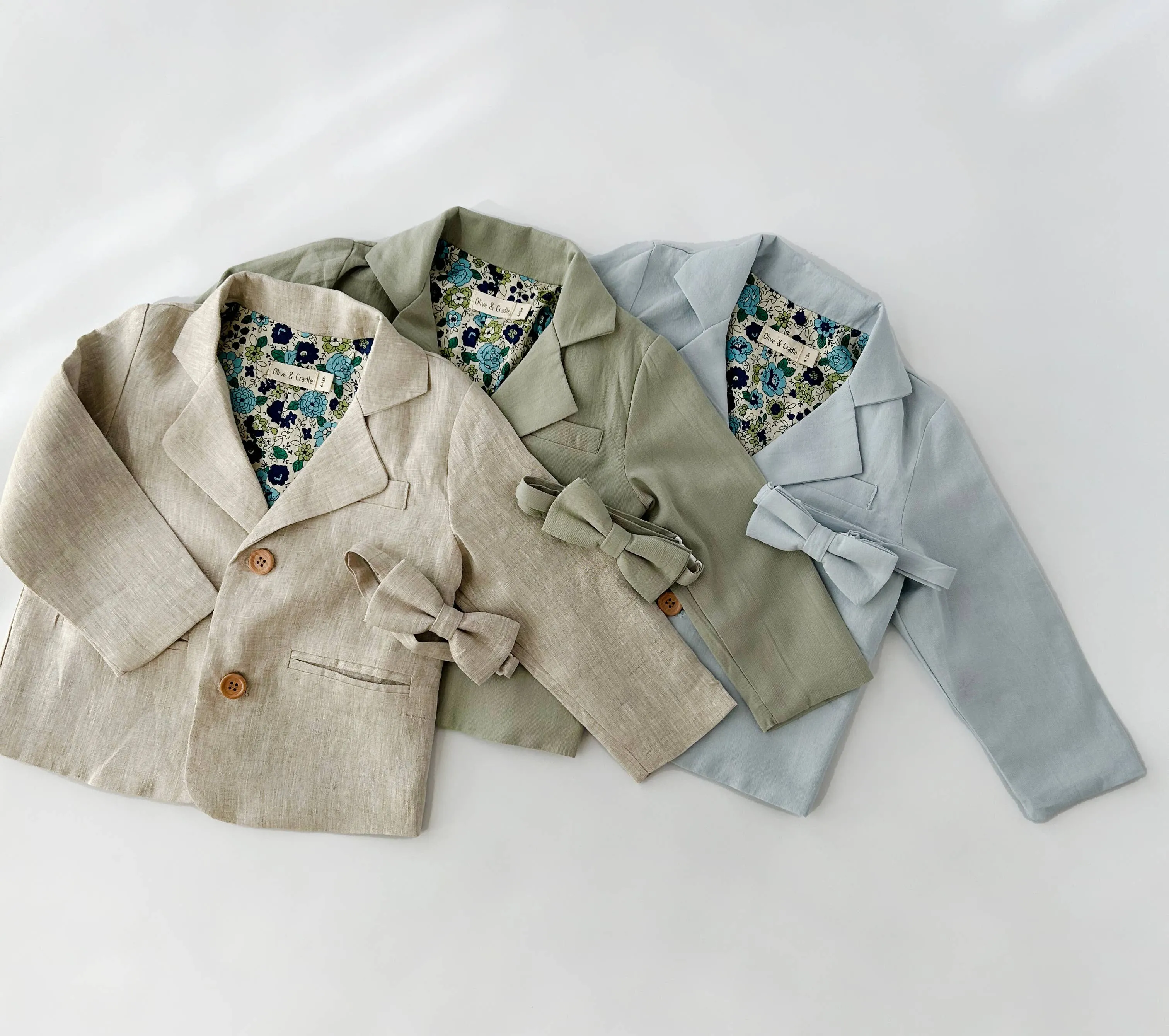 Boys Formal Suit BLAZER PANTS 4pc Cotton Linen Set