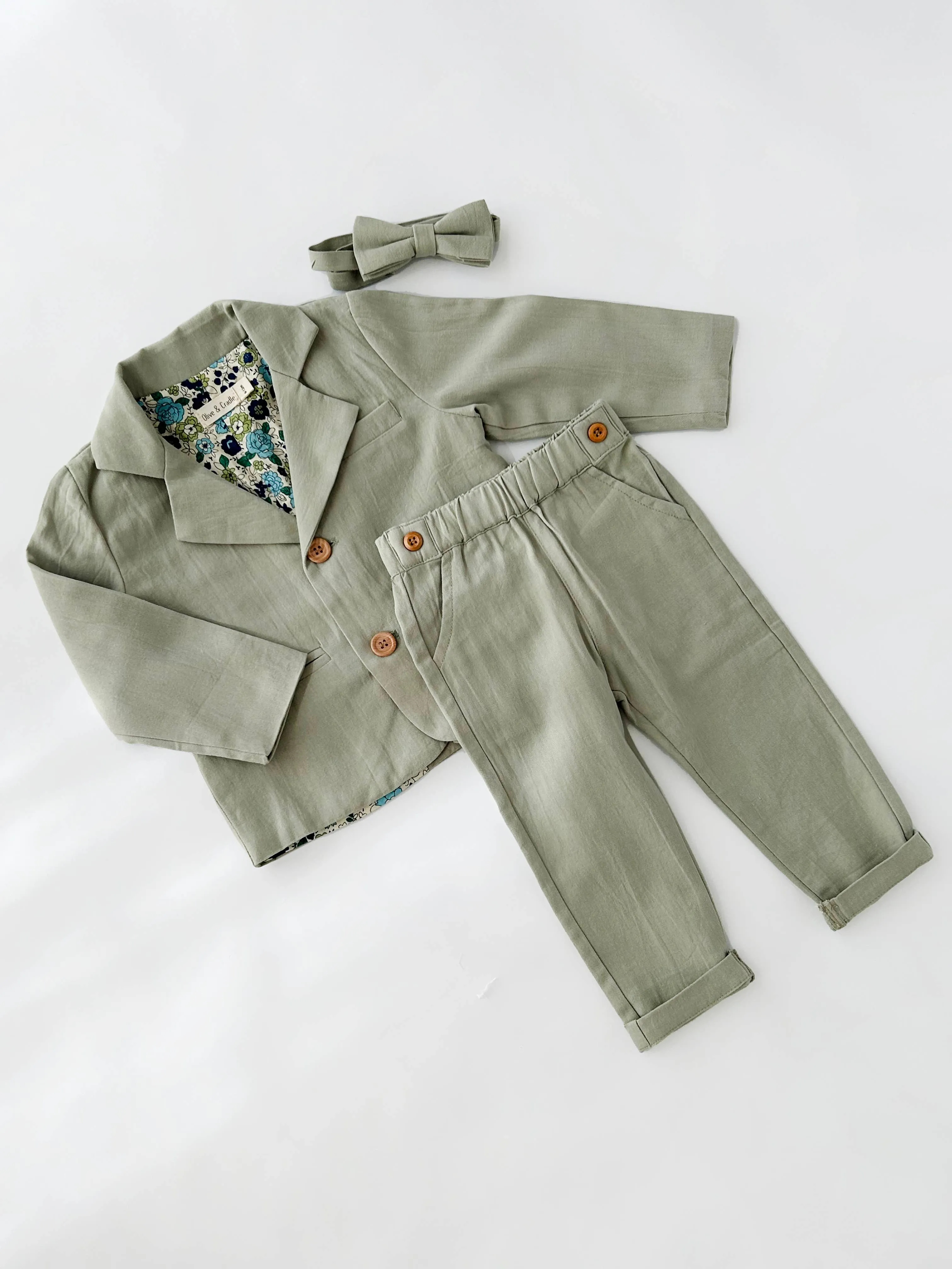 Boys Formal Suit BLAZER PANTS 4pc Cotton Linen Set