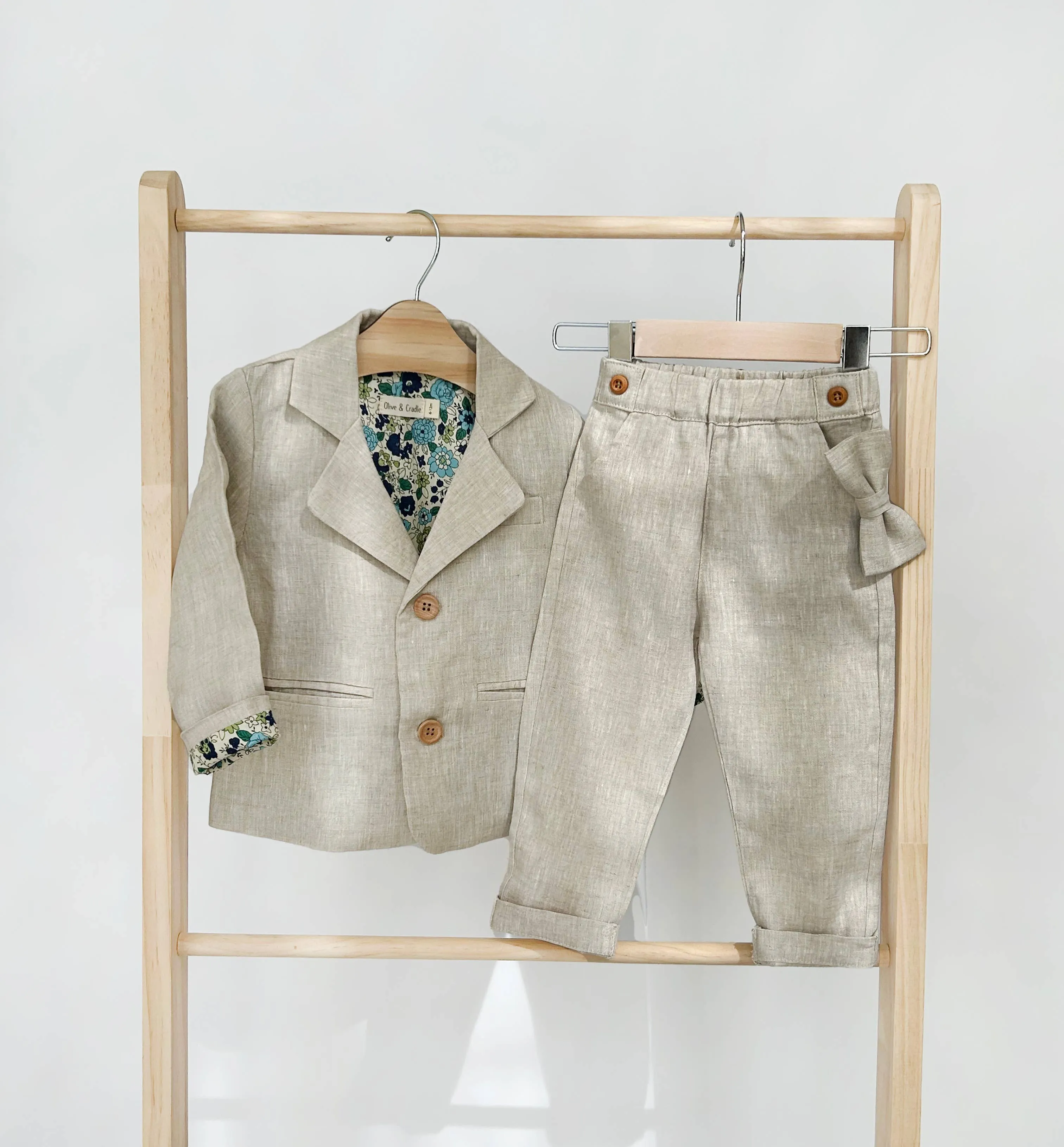 Boys Formal Suit BLAZER PANTS 4pc Cotton Linen Set