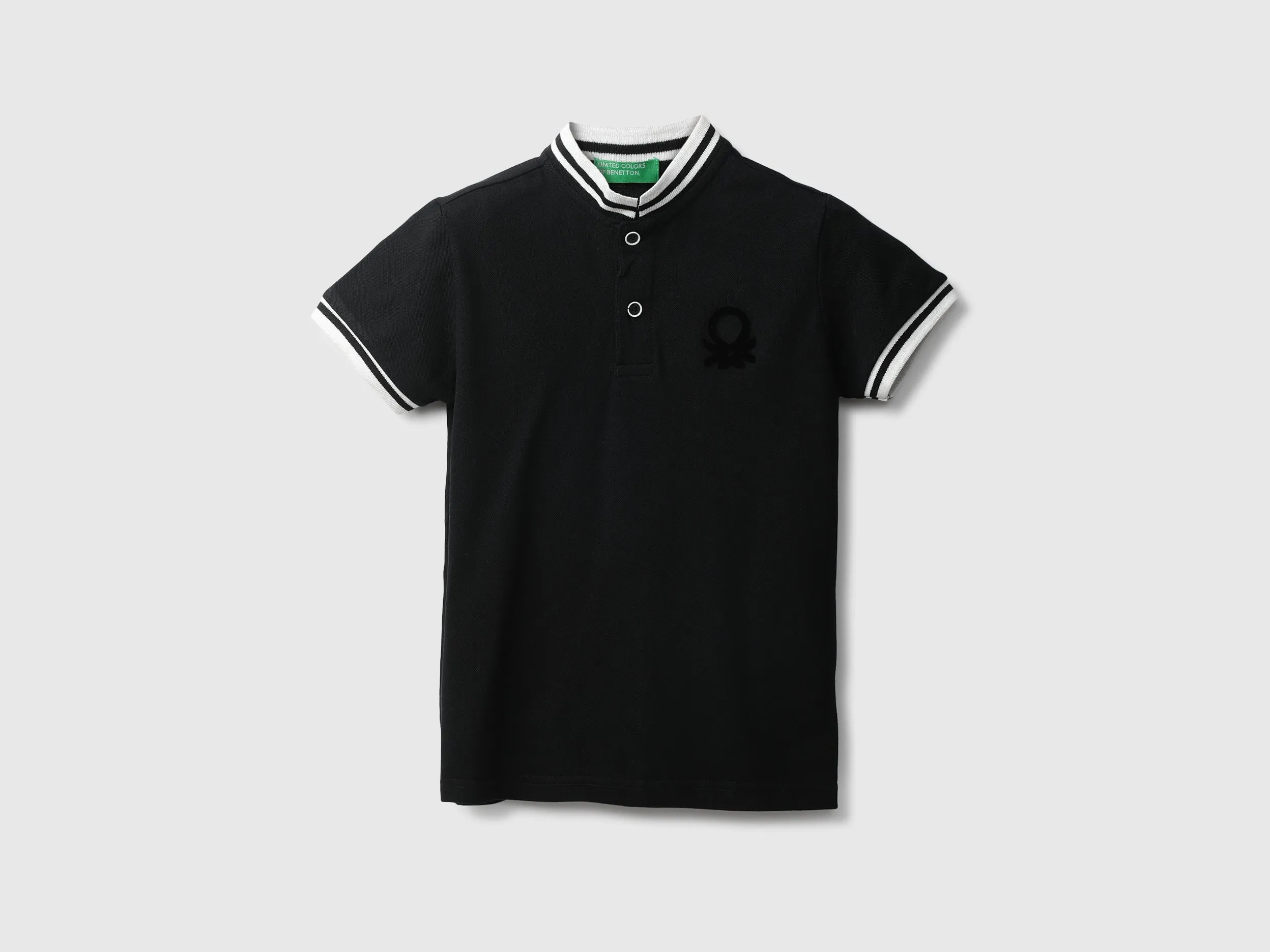 Boys Textured Stand-up Collar T-shirt